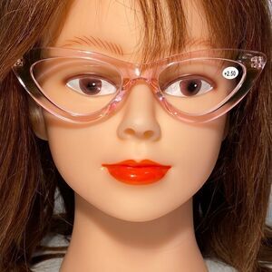 1129 Emma Cateye Reading Glasses 2.50 Clear Pink Readers NWT